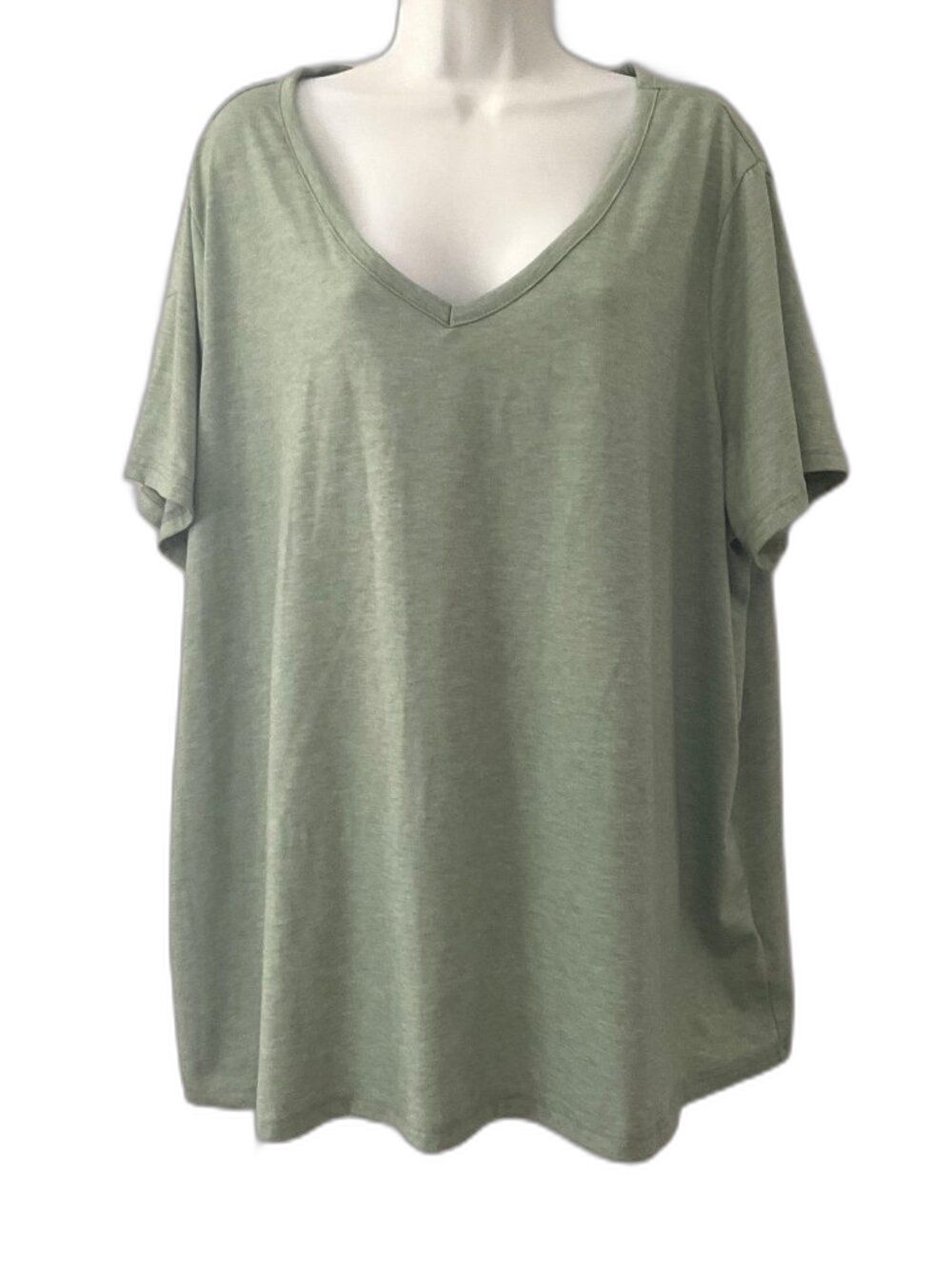 Green V-Neck T-Shirt SHEIN Curve Plus Size 3xl Sage Loose Fit Casual Top
